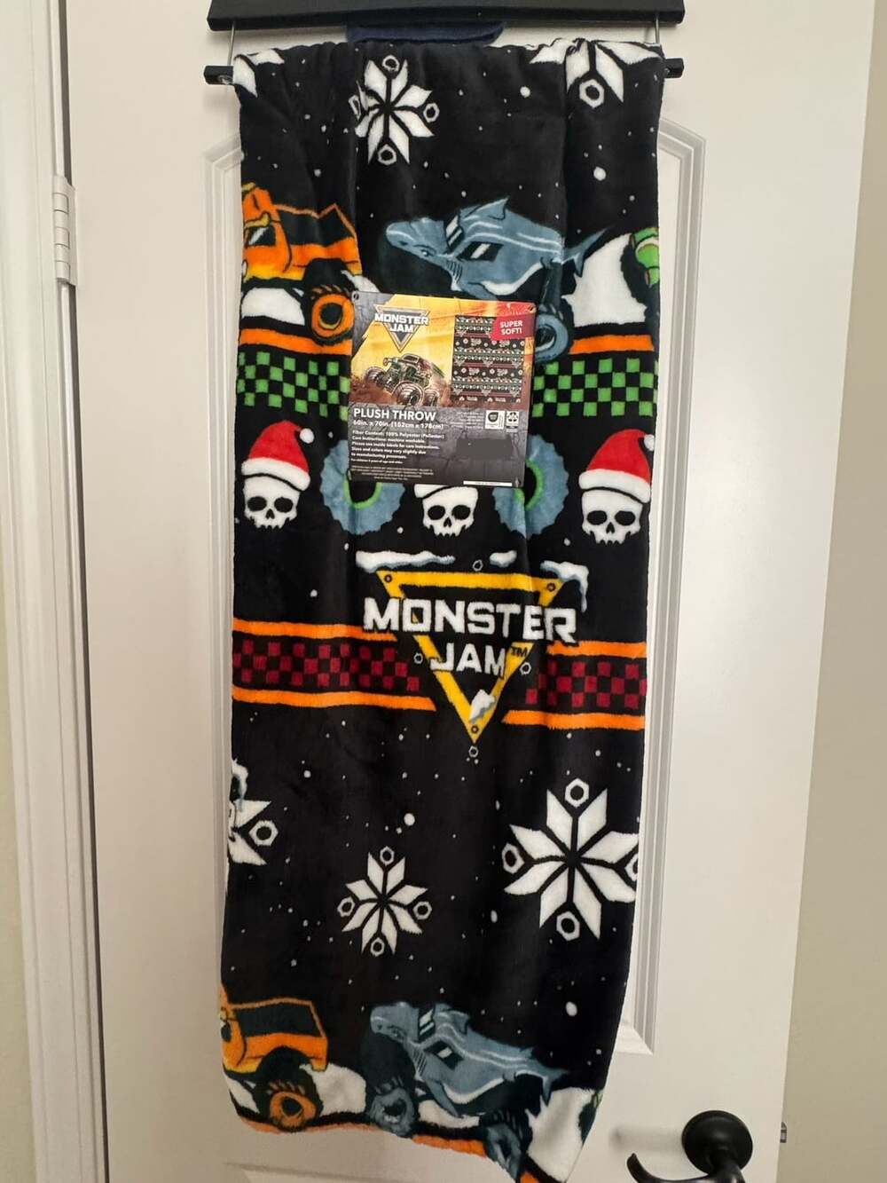Monster Jam Holiday Plush Throw Blanket 60x70